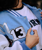 LA Sky Blue Letterman Jacket | Varsity Jackets | Evo Wardrobe | Unisex