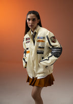 Evo Unisex Apex Racer Beige & Grey Racer Jacket
