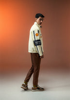 Evo Unisex Apex Racer Beige & Grey Racer Jacket