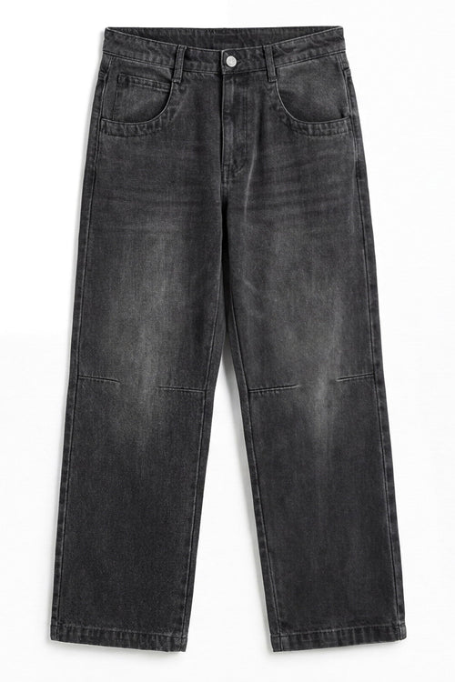 ND CITY™ Grey Mid Washed Baggy Fit Denim Jeans