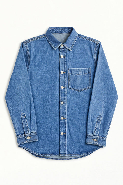ND CITY™ Mid Blue Relaxed Fit Denim Shirt