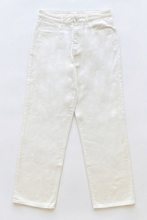 ND CITY™ White Straight Fit Denim Jeans