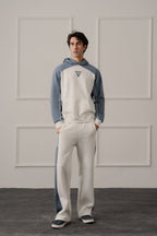 ND CITY™ White Straight Fit Panelled Sweatpants